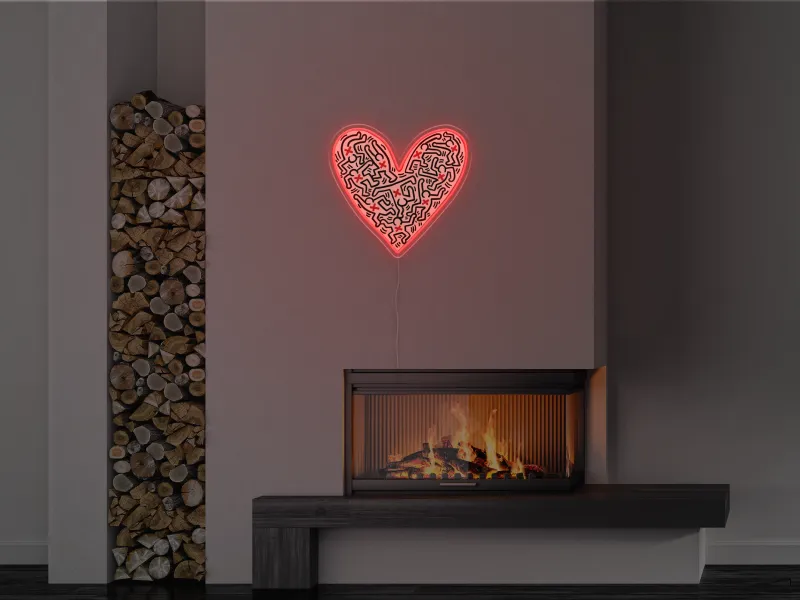 Keith Haring - Heart - Semn Luminos LED Neon