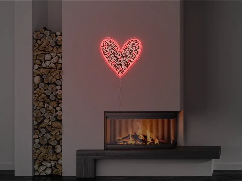 Keith Haring - Heart - Semn Luminos LED Neon