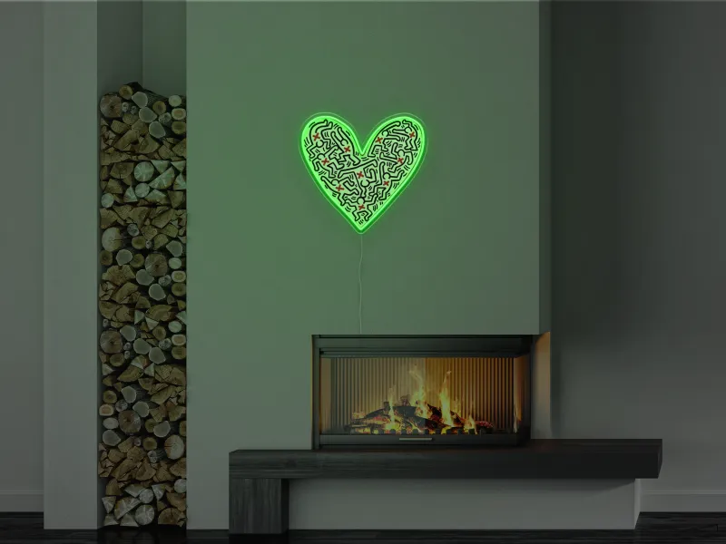 Keith Haring - Heart - Semn Luminos LED Neon