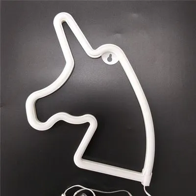 Lampa LED Neon Unicorn, Lumina Calda, cu Baterii si cablu USB