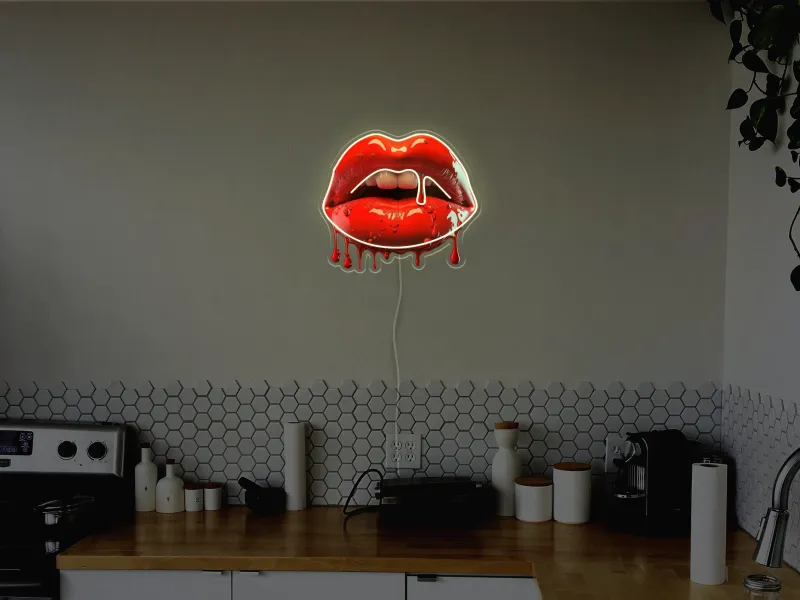 Dripping Lips - Semn Luminos LED Neon