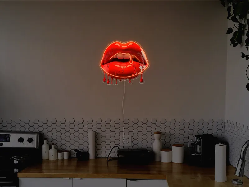 Dripping Lips - Semn Luminos LED Neon