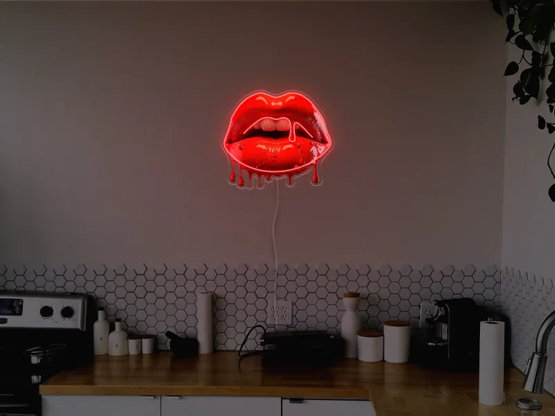 Dripping Lips - Semn Luminos LED Neon