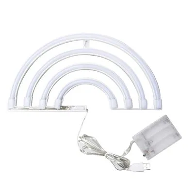 Lampa LED Neon Curcubeu, Lumina Calda, cu Baterii si cablu USB