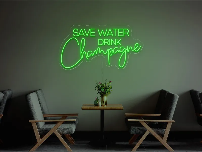 Save water, drink champagne-Semn Luminos Led Neon