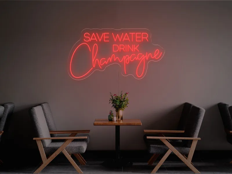 Save water, drink champagne-Semn Luminos Led Neon