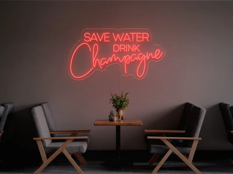 Save water, drink champagne-Semn Luminos Led Neon