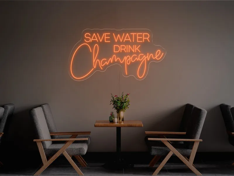 Save water, drink champagne-Semn Luminos Led Neon
