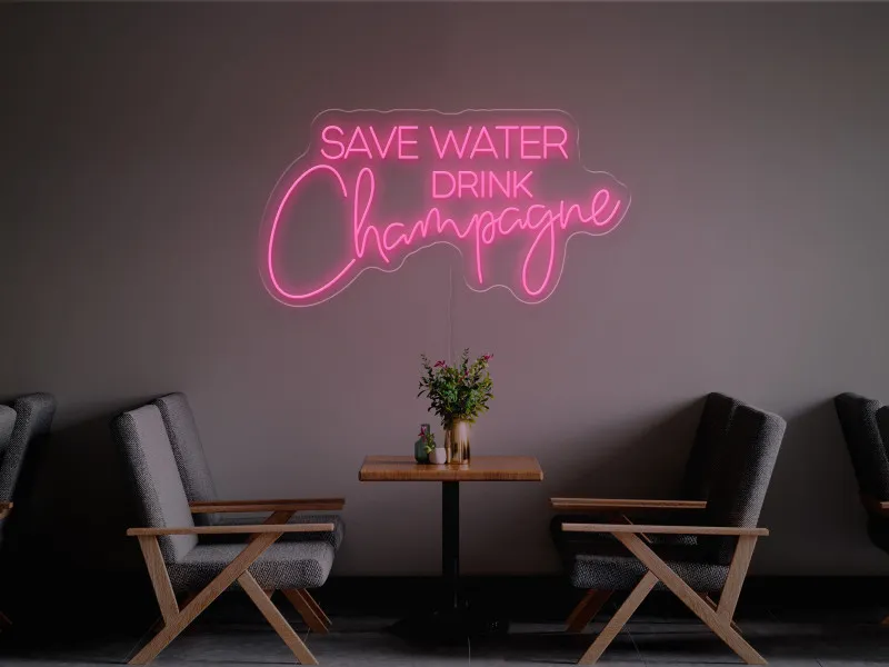Save water, drink champagne-Semn Luminos Led Neon