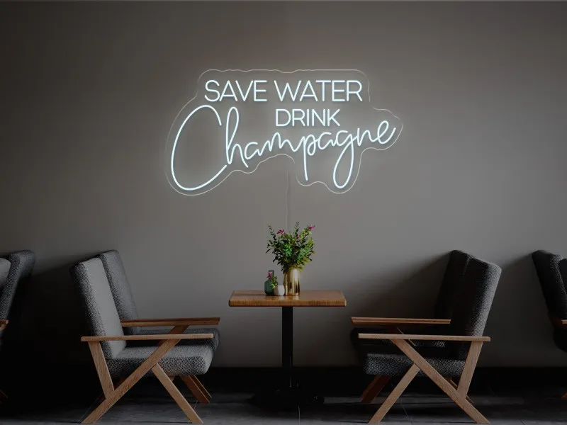 Save water, drink champagne-Semn Luminos Led Neon