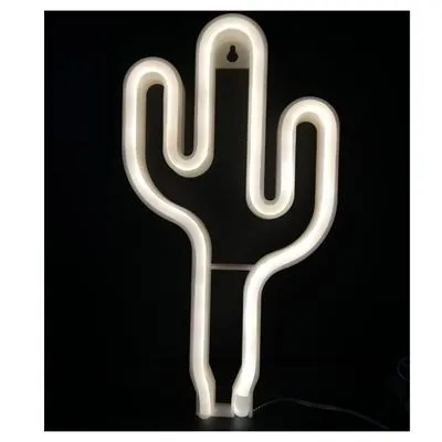 Lampa LED Neon Cactus, Lumina Calda, cu Baterii si USB