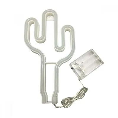 Lampa LED Neon Cactus, Lumina Calda, cu Baterii si USB