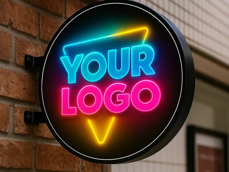 Casetă luminoasă personalizată  rotundă - 40x40 cm cu lumină alb rece