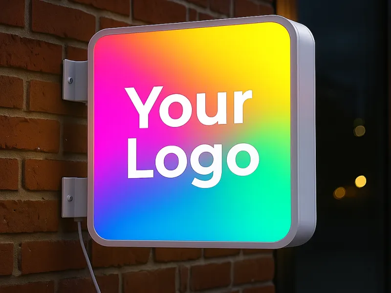 Casetă luminoasă personalizată pătrată – 60x60 cm, lumină alb rece