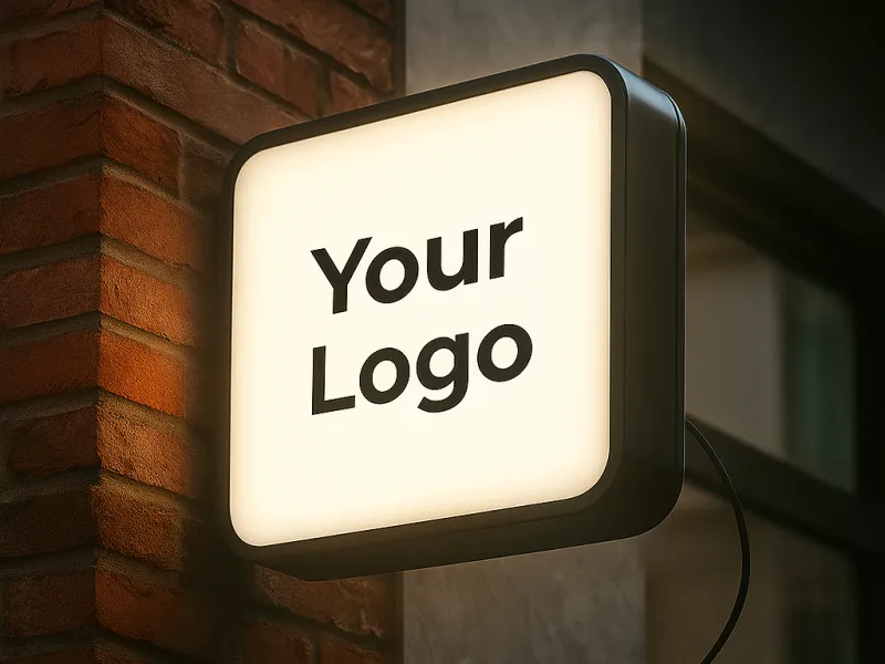 Casetă luminoasă personalizată pătrată – 60x60 cm, lumină alb cald