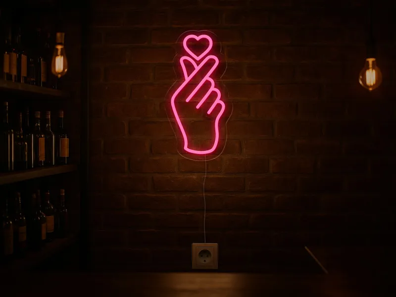 Hand Heart-Semn Luminos Led Neon