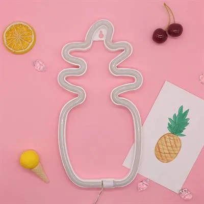 Lampa LED Neon Ananas, Lumina Calda, cu Baterii si USB