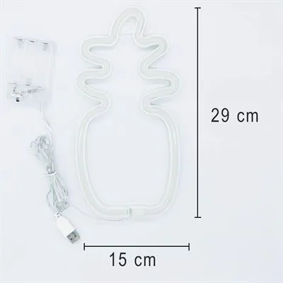 Lampa LED Neon Ananas, Lumina Calda, cu Baterii si USB