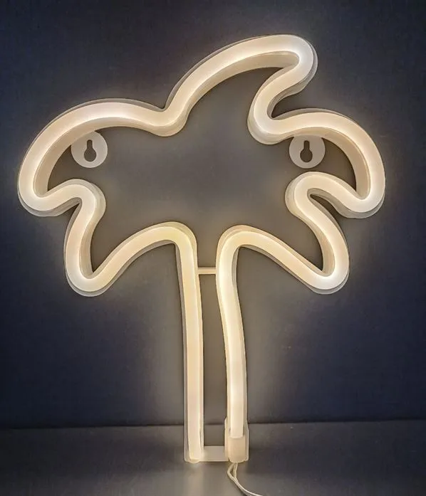 Lampa LED Neon Palmier, Lumina Calda, cu Baterii si cablu USB