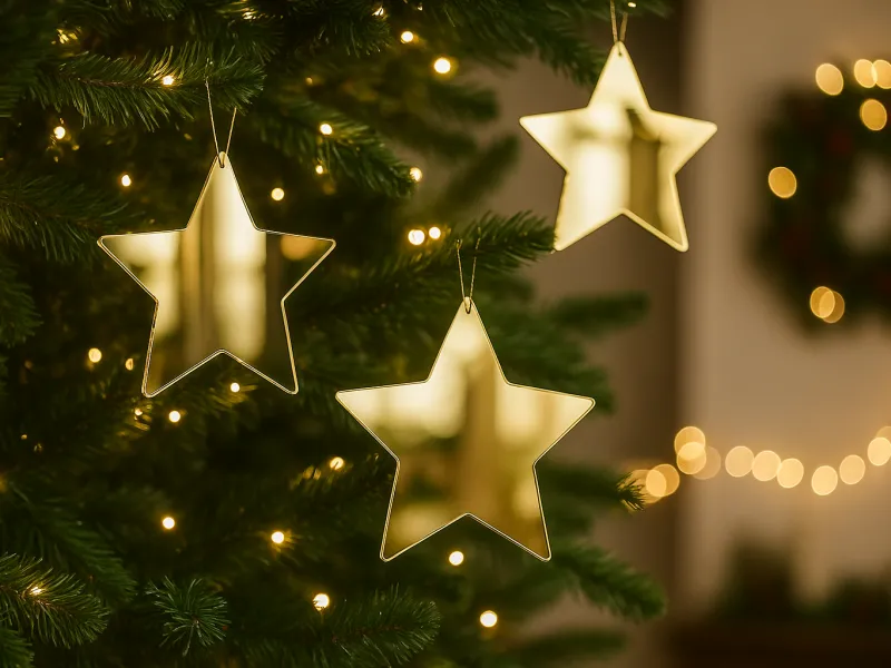 Decorațiune în formă de stea din plexiglas – Ornament elegant pentru bradul de Crăciun, 14 cm