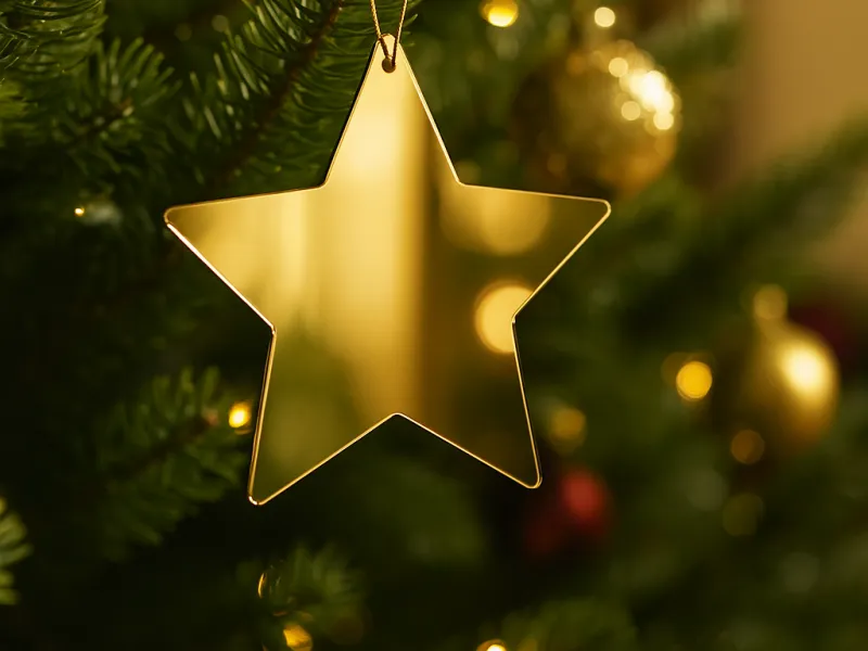 Decorațiune în formă de stea din plexiglas – Ornament elegant pentru bradul de Crăciun, 14 cm