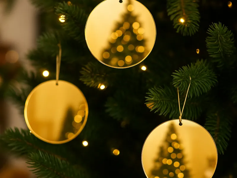 Decorațiune în formă de cerc din plexiglas – Ornament elegant pentru bradul de Crăciun, 8 cm