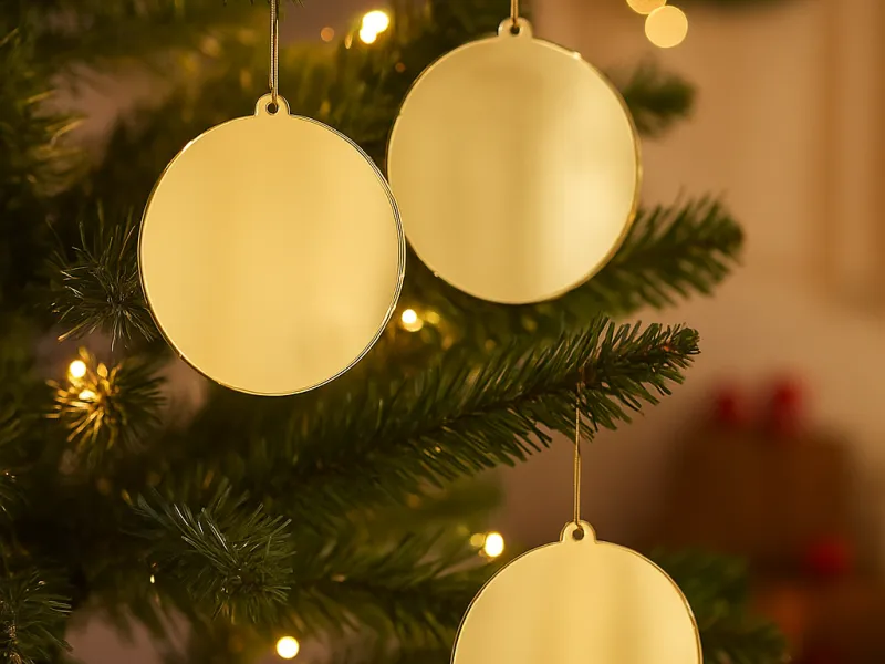 Decorațiune în formă de cerc din plexiglas – Ornament elegant pentru bradul de Crăciun, 8 cm