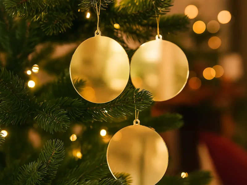 Decorațiune în formă de cerc din plexiglas – Ornament elegant pentru bradul de Crăciun, 8 cm