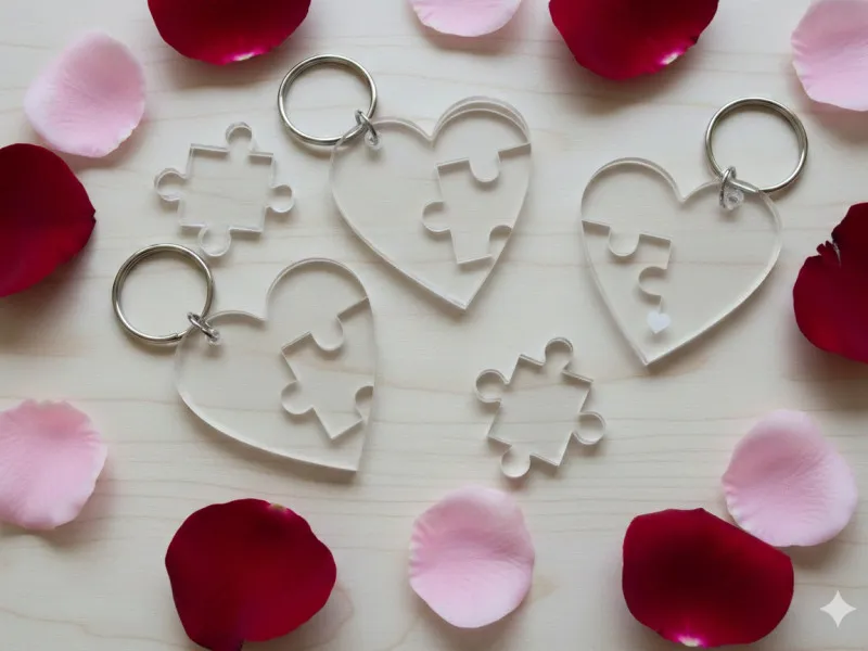 Breloc inimă cu piesă puzzle