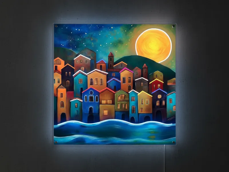 Peisaj căsuțe - Semn Luminos LED Neon