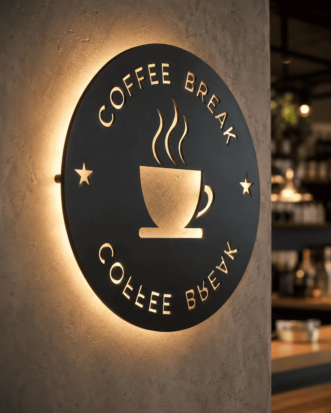 Semn luminos Coffee Break – Plexiglas negru