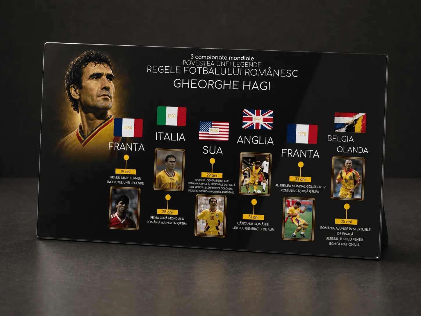 Gheorghe Hagi – Der König des rumänischen Fußballs | Plexiglasschild, 50 cm
