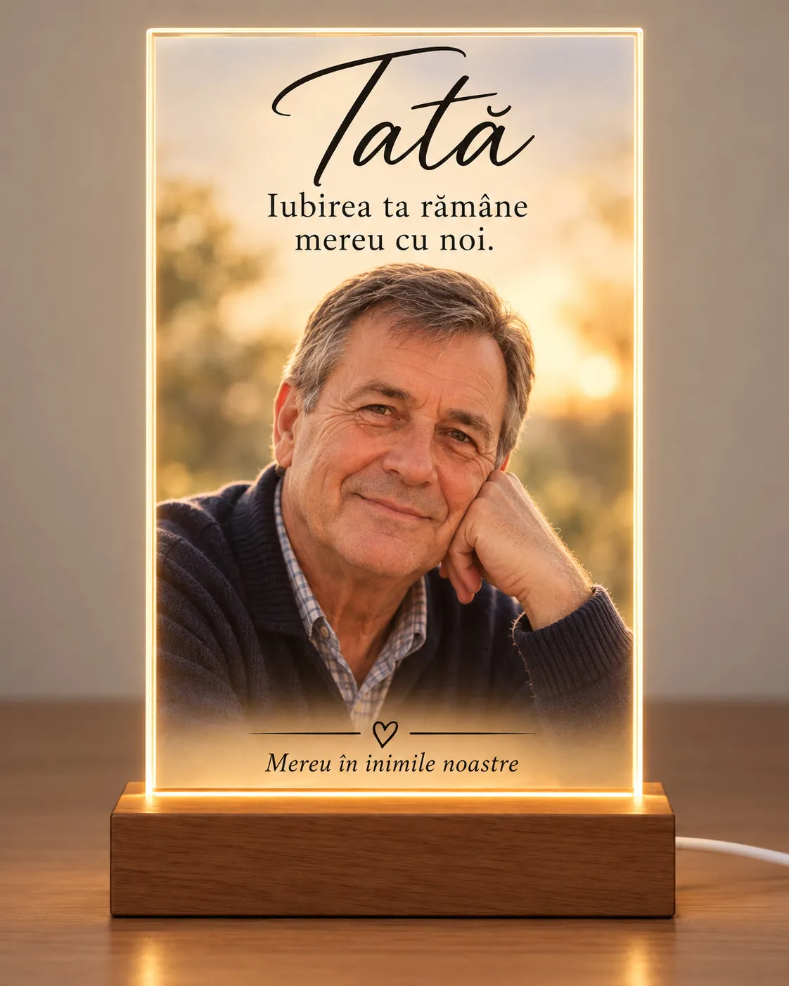 Lampă Personalizată cu Fotografie și Mesaj – Cadou pentru Tata