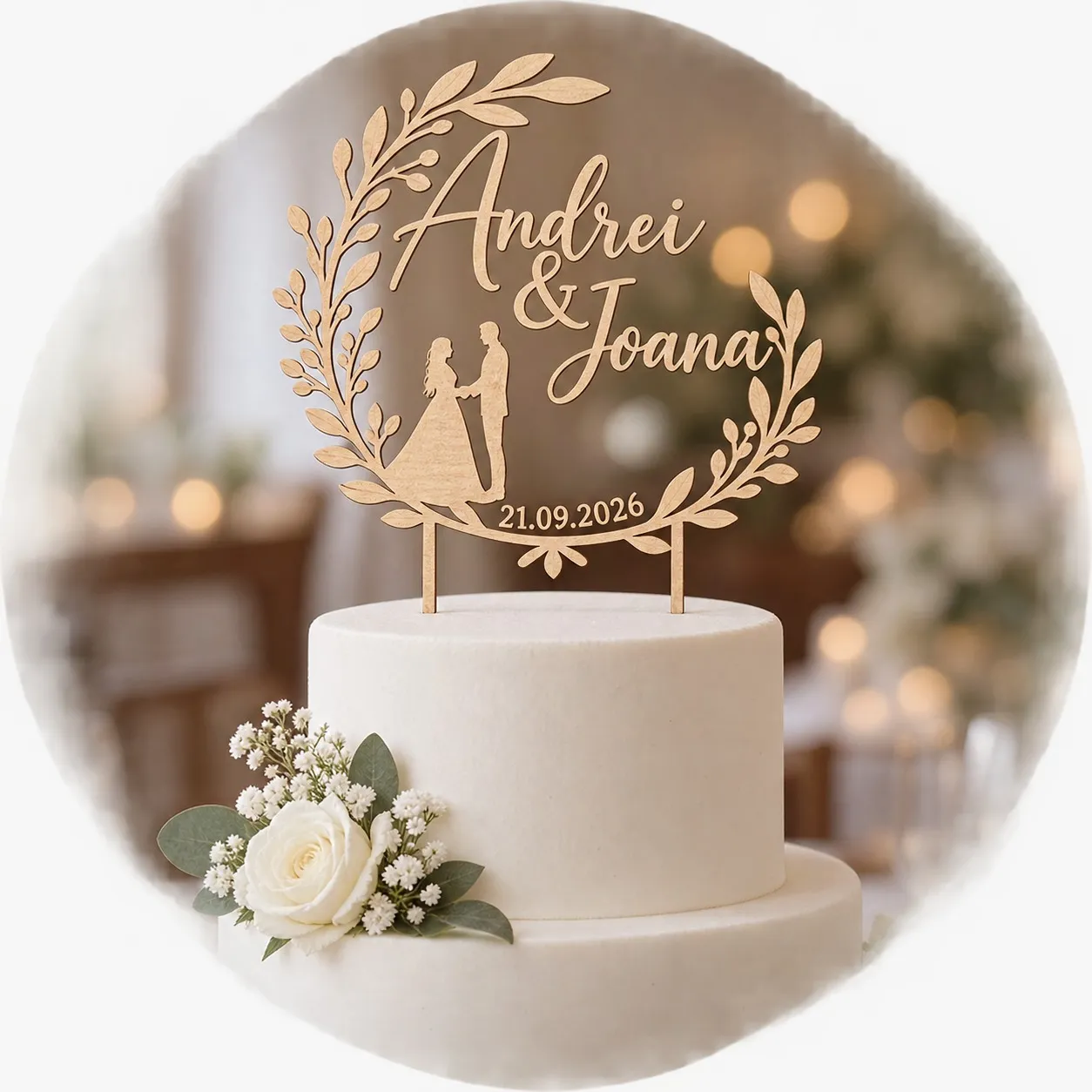Custom Wedding Cake Topper with Names and Date