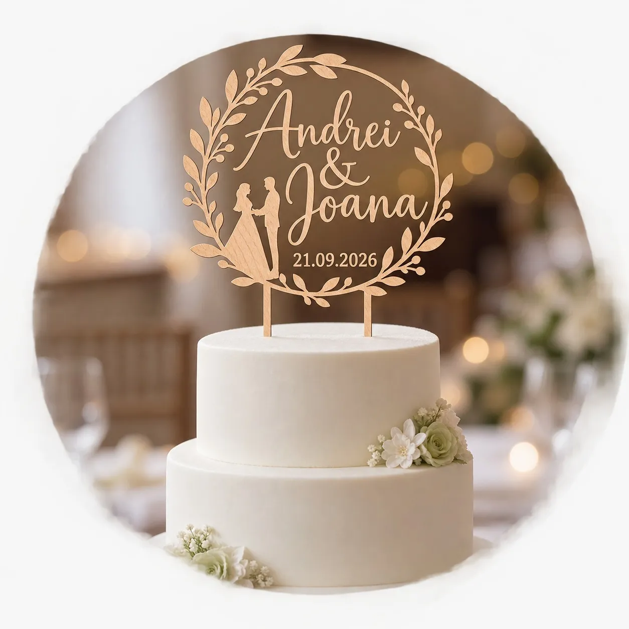 Custom Wedding Cake Topper with Names and Date
