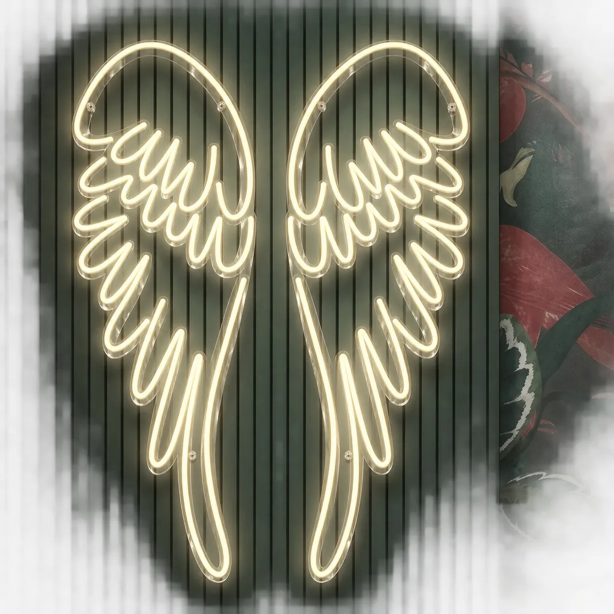 Neon LED angel wings for wall, customizable in size and color