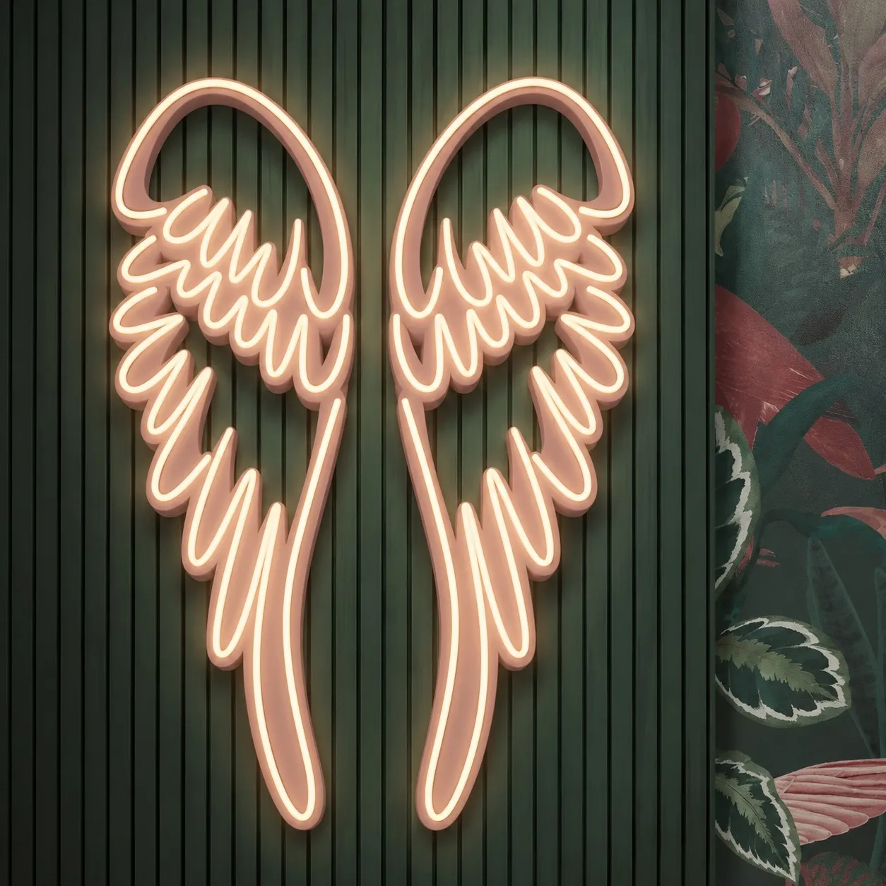 Neon LED angel wings for wall, customizable in size and color