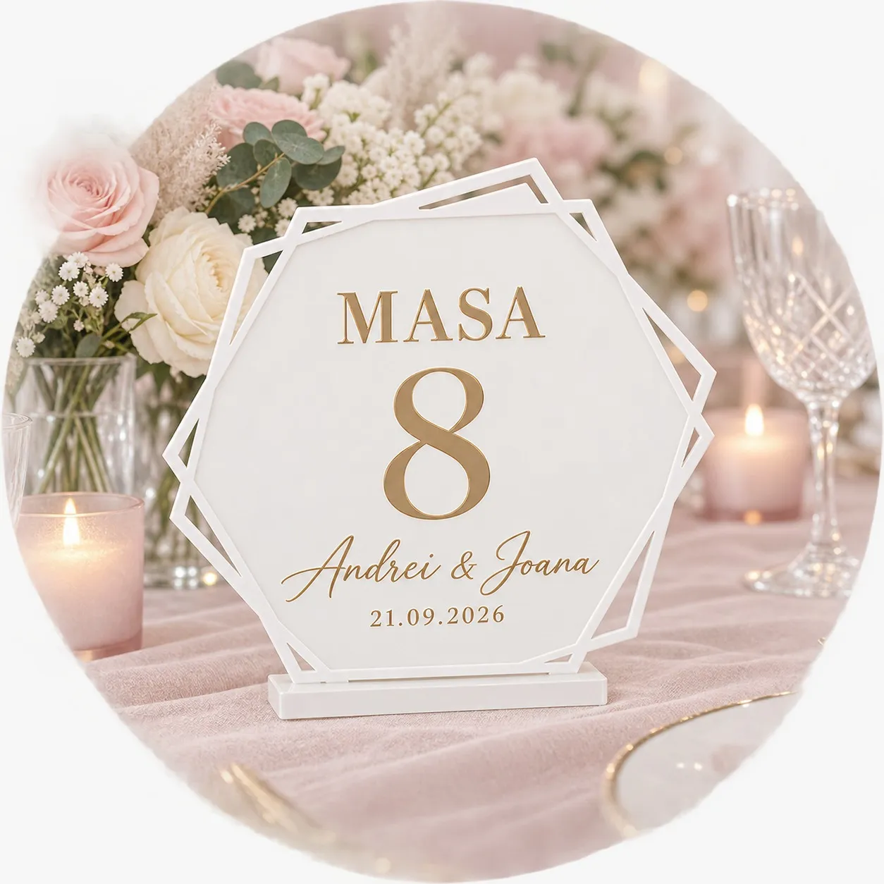 Custom Plexiglass Table Number for Weddings and Events