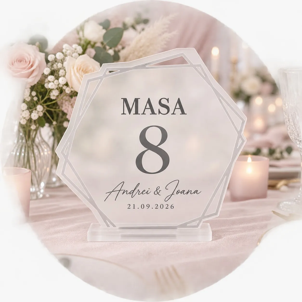 Custom Plexiglass Table Number for Weddings and Events