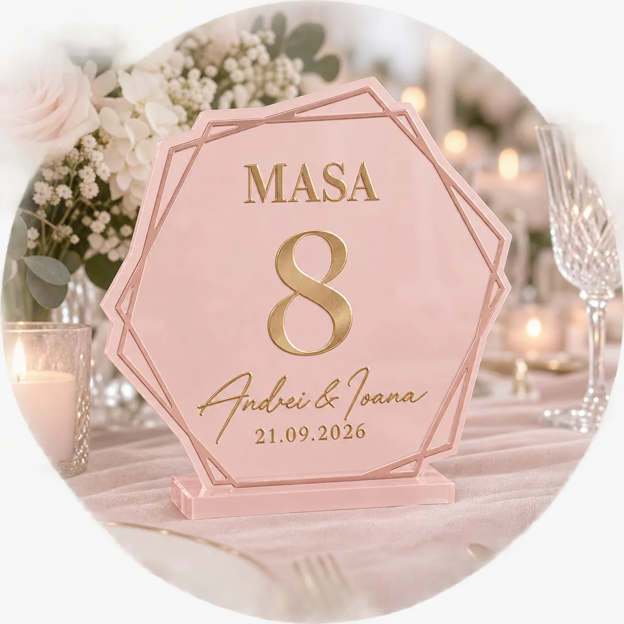 Custom Plexiglass Table Number for Weddings and Events