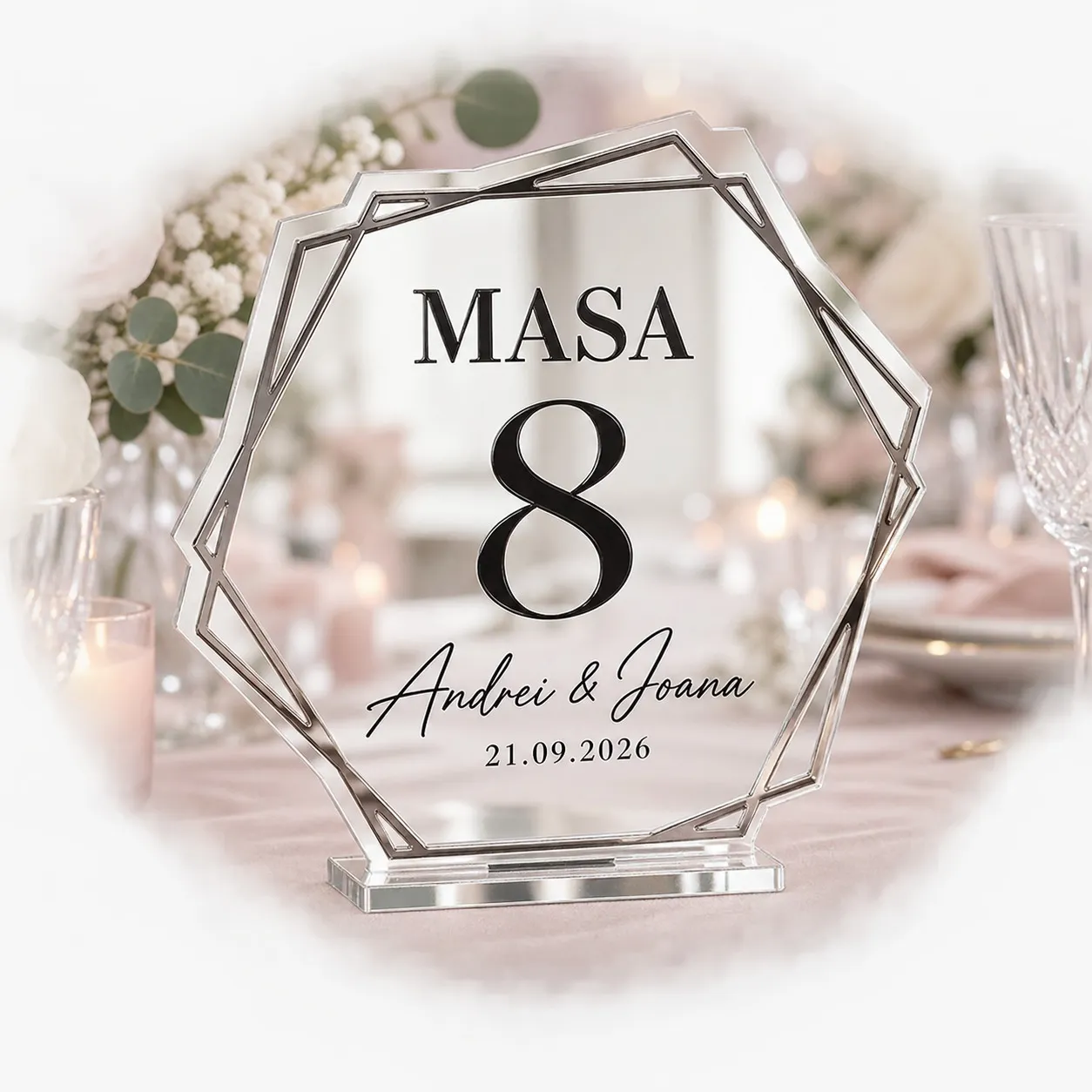 Custom Plexiglass Table Number for Weddings and Events
