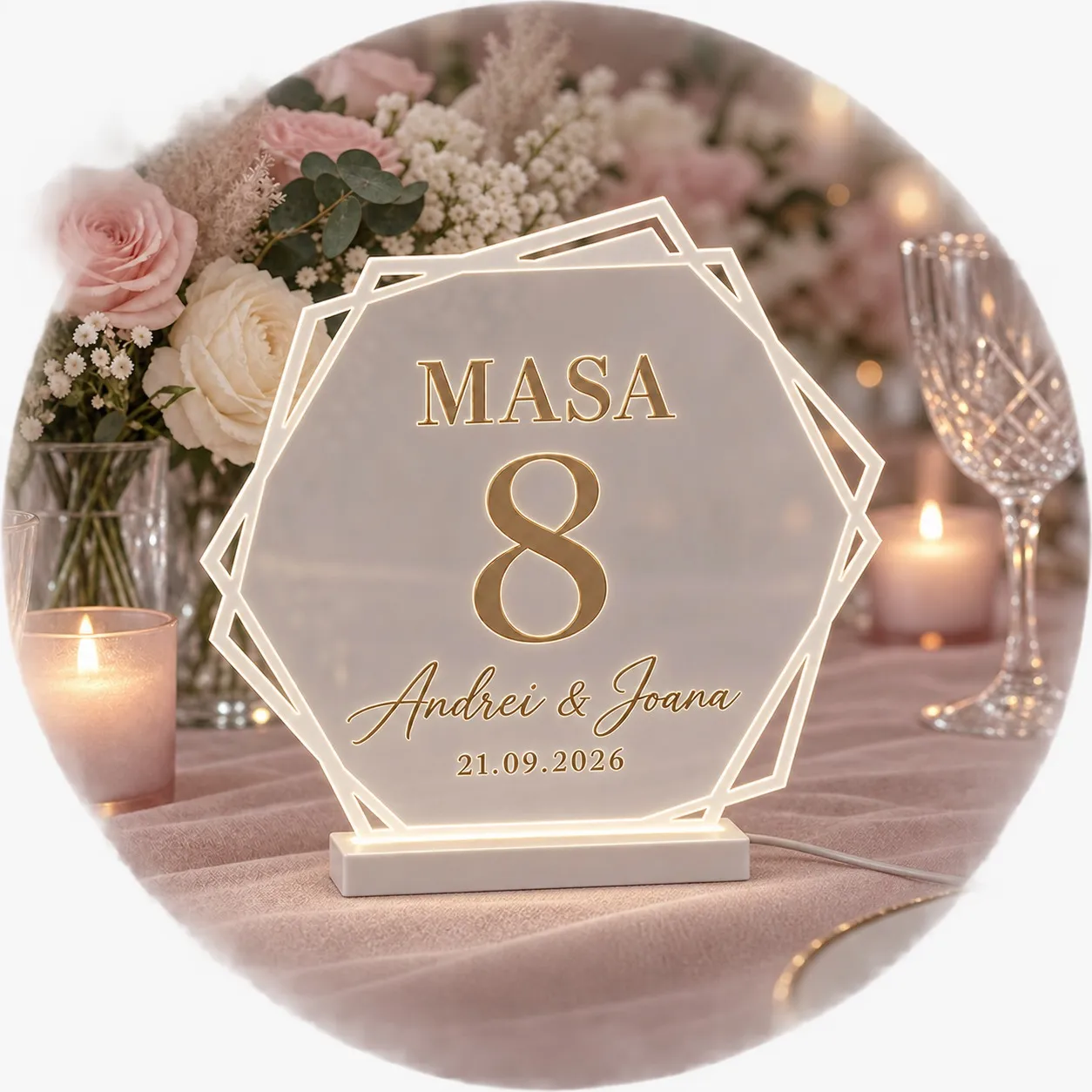 Custom Plexiglass Table Number for Weddings and Events