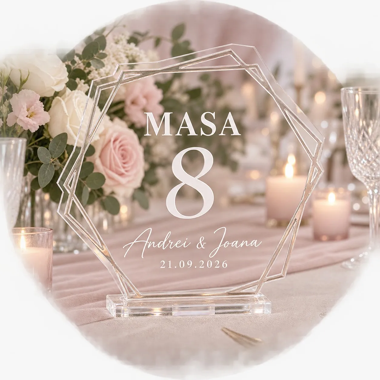 Custom Plexiglass Table Number for Weddings and Events