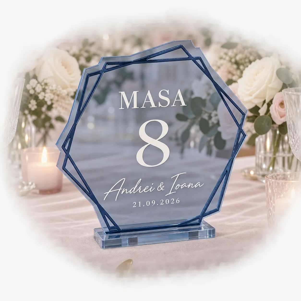 Custom Plexiglass Table Number for Weddings and Events