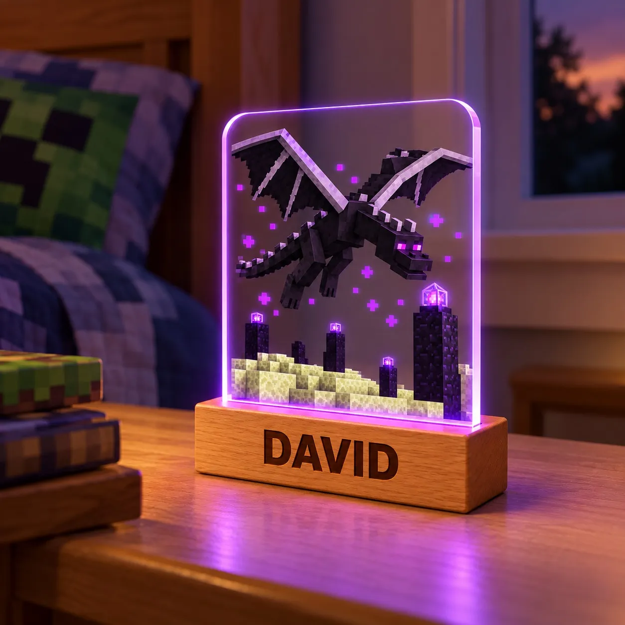 Minecraft: Drago Ender - Insegna Luminosa Stampa 3D