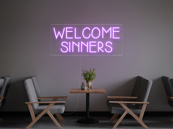 Welcome Sinners - Signe lumineux au neon LED