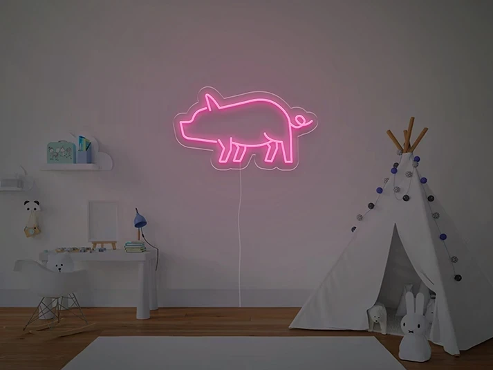 Cochon - Signe lumineux au neon LED