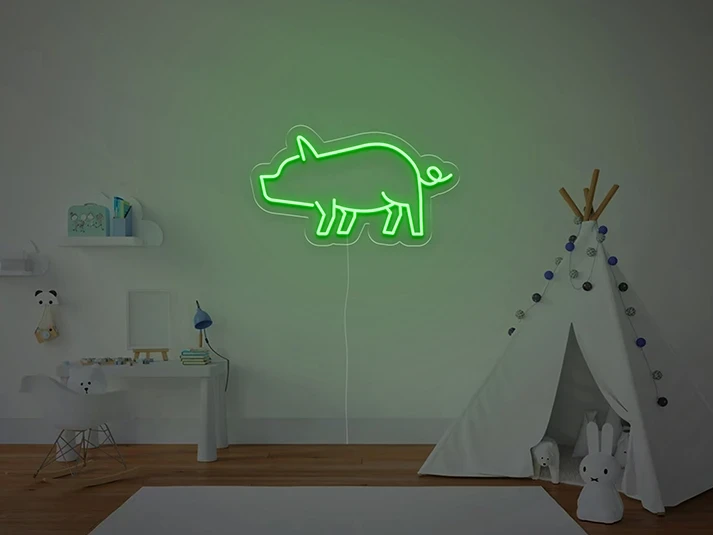 Cochon - Signe lumineux au neon LED