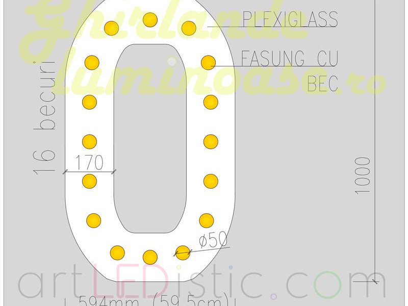 Cifre Volumetrice Luminoase din Plexiglass 100 CM de închiriat