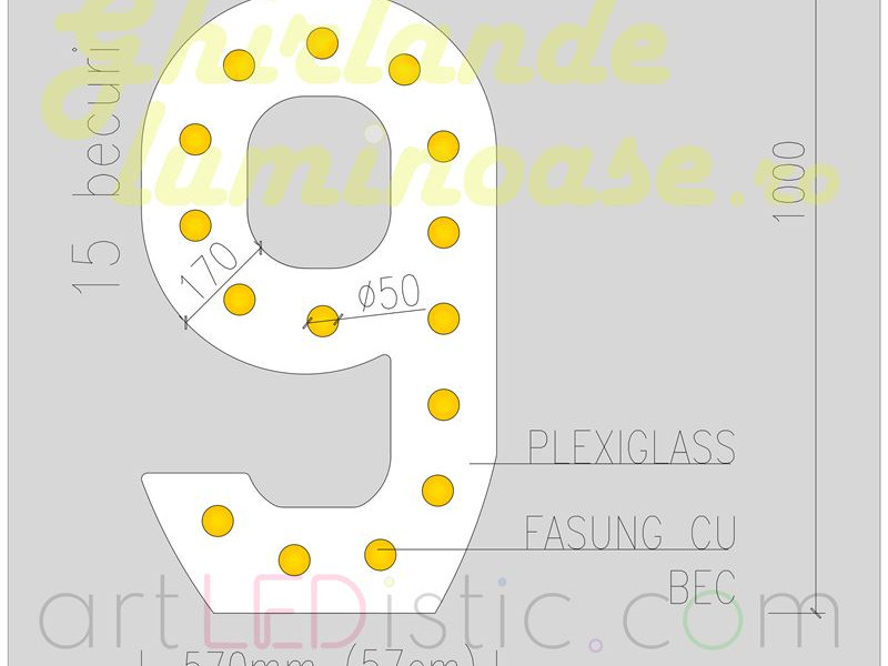 Cifre Volumetrice Luminoase din Plexiglass 100 CM de închiriat